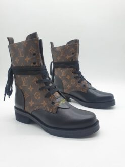 Зимние ботинки женские Louis Vuitton с мехом коричневые A58634