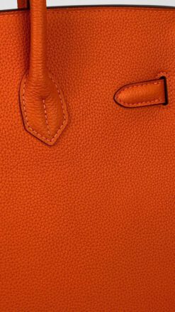 Женская сумка Hermes Birkin Togo 25/18/14 премиум-люкс ручная работа оранжевая 58982