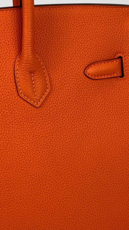 Женская сумка Hermes Birkin Togo 25/18/14 премиум-люкс ручная работа оранжевая 58982 - фото 5