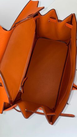Женская сумка Hermes Birkin Togo 25/18/14 премиум-люкс ручная работа оранжевая 58982