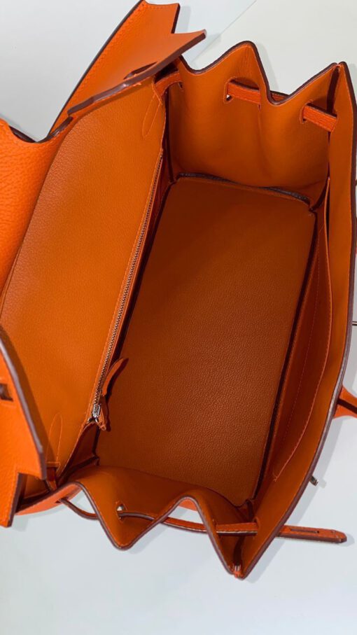 Женская сумка Hermes Birkin Togo 25/18/14 премиум-люкс ручная работа оранжевая 58982 - фото 6