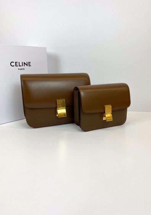 Женская сумка Celine Box Medium Classic 18/15/6 коричневая премиум-люкс - фото 8