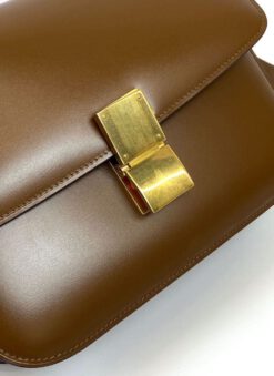 Женская сумка Celine Box Medium Classic 18/15/6 коричневая премиум-люкс