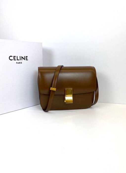 Женская сумка Celine Box Medium Classic 18/15/6 коричневая премиум-люкс - фото 4