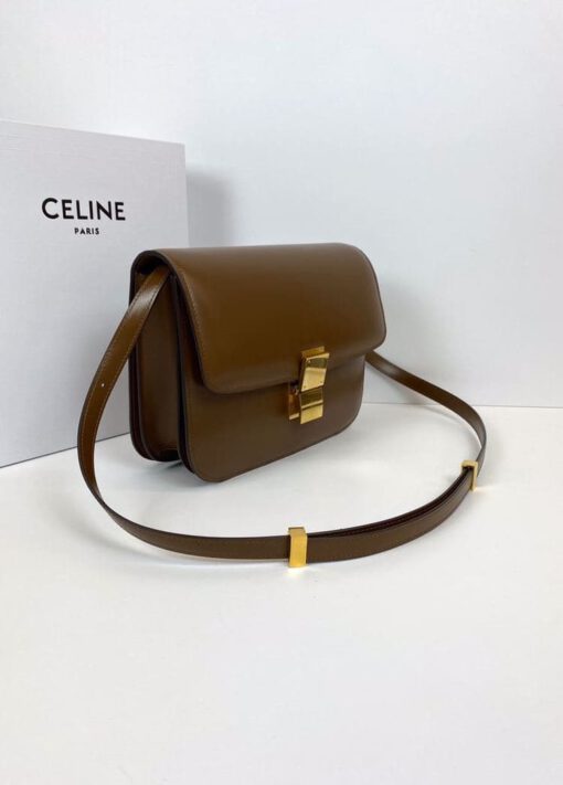 Женская сумка Celine Box Medium Classic 24/19/7 коричневая премиум-люкс - фото 1
