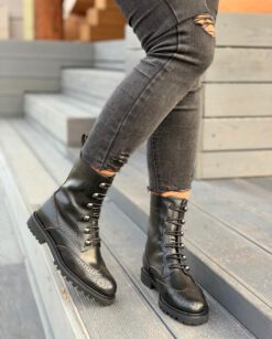 Ботинки женские Dior черные зимние коллекция 2021-2022 A60325