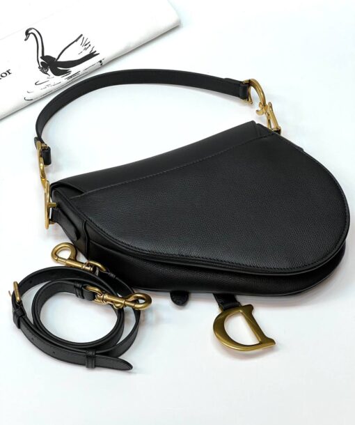 Женская сумка Christian Dior Saddle M0455CBAA Premium 25/20/7 см черная - фото 2