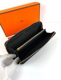 Кожаный кошелек Hermes Premium 20/10 см черный