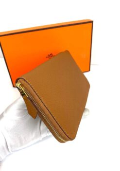 Кожаный кошелек Hermes Premium 20/10 см коричневый