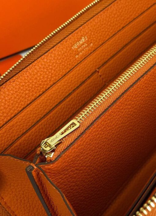 Кожаный кошелек Hermes Premium 20/10 см красный - фото 2