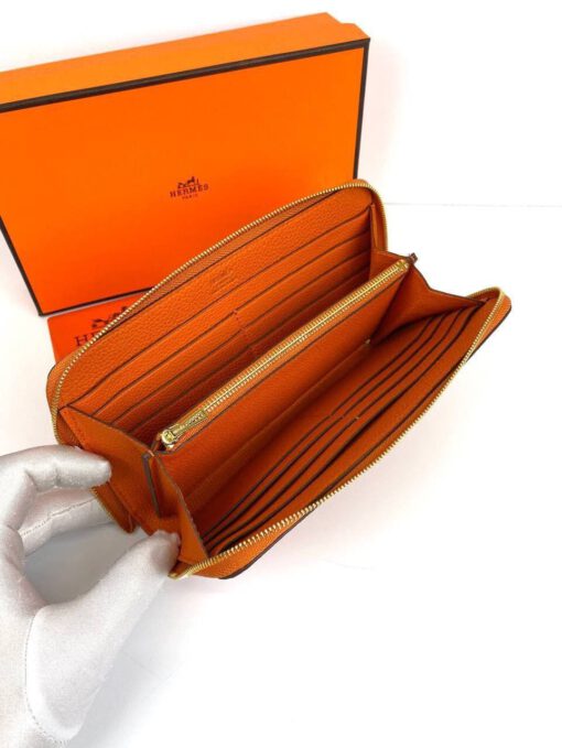 Кожаный кошелек Hermes Premium 20/10 см красный - фото 6