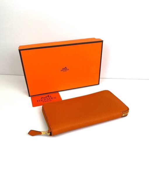 Кожаный кошелек Hermes Premium 20/10 см красный - фото 3