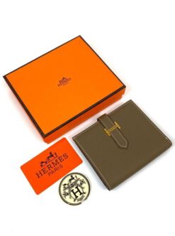 Кожаный бумажник Hermes 10/12 см светло-коричневый премиум-люкс
