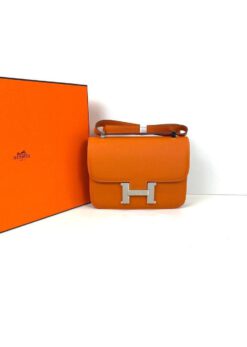 Женская кожаная оранжевая сумка Hermes Constance премиум-люкс ручная работа