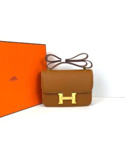 Женская кожаная коричневая сумка Hermes Constance премиум-люкс ручная работа