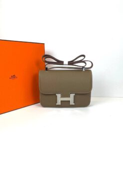 Женская кожаная каштановая сумка Hermes Constance премиум-люкс ручная работа