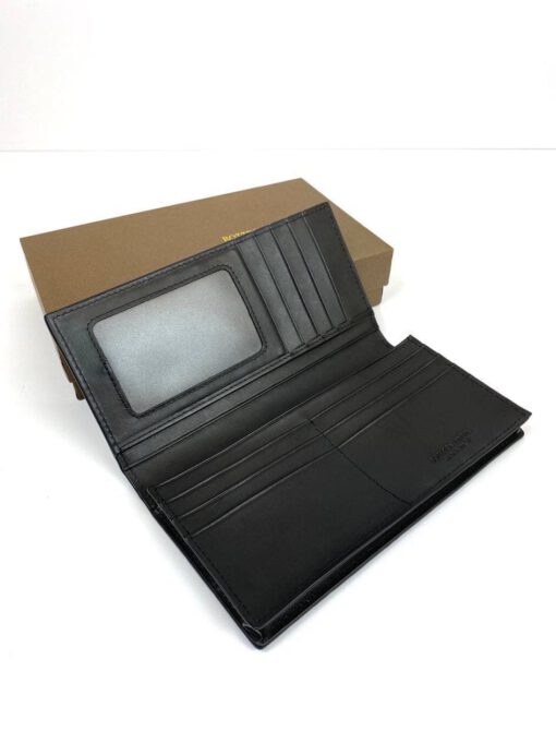 Кожаный бумажник Bottega Veneta черный без молнии премиум-люкс 19/10 - фото 2
