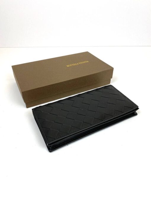 Кожаный бумажник Bottega Veneta черный без молнии премиум-люкс 19/10 - фото 1