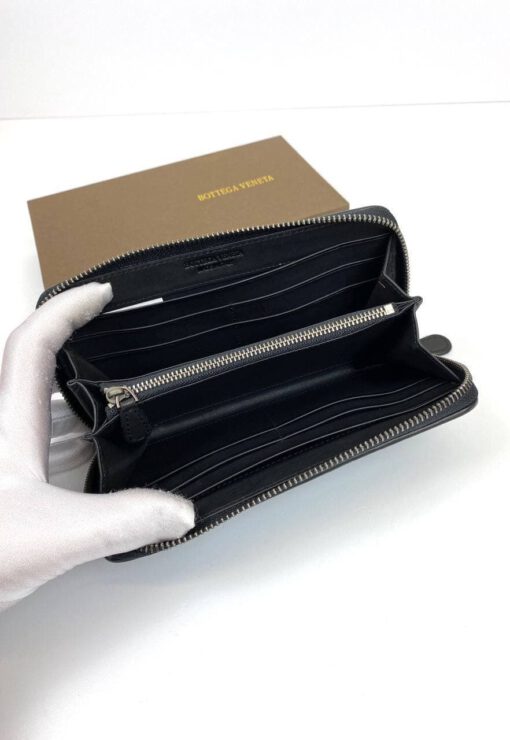 Кожаный бумажник Bottega Veneta черный премиум-люкс 19/10 - фото 2