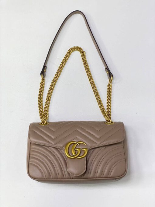 Женская сумка Gucci Marmont GG 26/15/7 коричневая премиум-люкс - фото 7