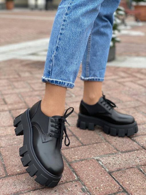 Туфли-дерби женские Prada черные коллекция 2021-2022 - фото 3