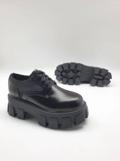 Туфли-дерби женские Prada черные коллекция 2021-2022