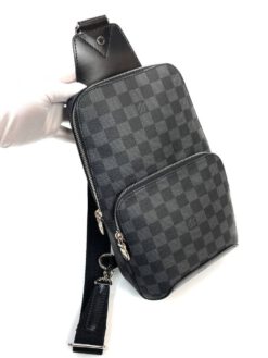 Сумка-слинг Louis Vuitton Avenue М41720 премиум-люкс черно-серая 31/20/10 см