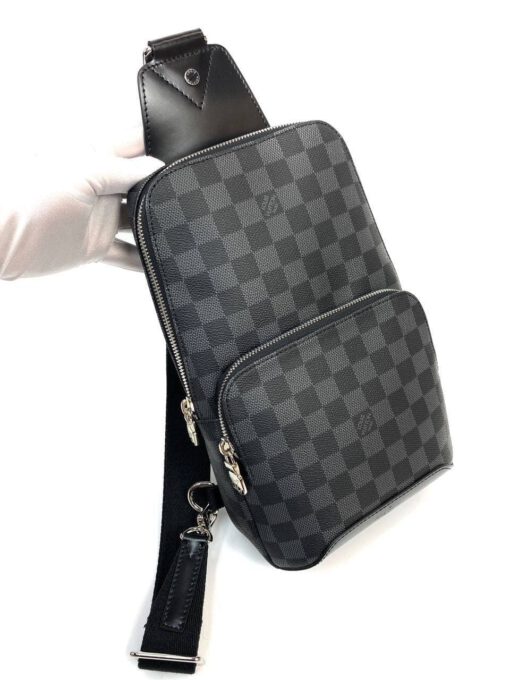 Сумка-слинг Louis Vuitton Avenue М41720 премиум-люкс черно-серая 31/20/10 см - фото 6