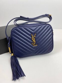 Сумка женская Yves Saint Laurent (YSL) Camera Bag синяя премиум люкc 23/16/6.