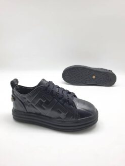 Женские кожаные кроссовки Fendi черные коллекция 2021-2022