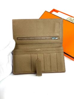 Кожаный бумажник Hermes Premium 17/9 см светло-коричневый