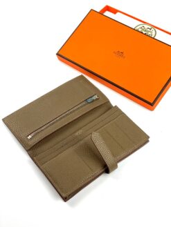 Кожаный бумажник Hermes Premium 17/9 см светло-коричневый