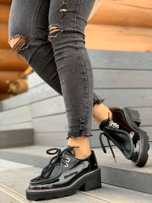 Туфли-дерби женские кожаные Louis Vuitton черные коллекция 2021-2022 A63266 - фото 4