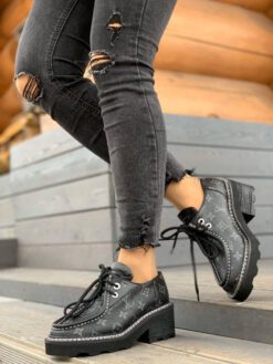 Туфли-дерби женские кожаные Louis Vuitton черные коллекция 2021-2022 A63279