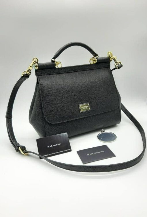Женская кожаная сумка Dolce & Gabbana черная 25/20 - фото 1