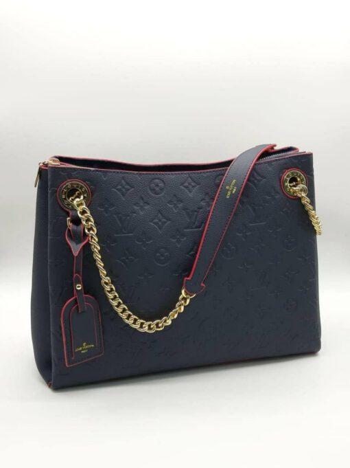 Женская кожаная сумка Louis Vuitton синяя 35/27 - фото 4
