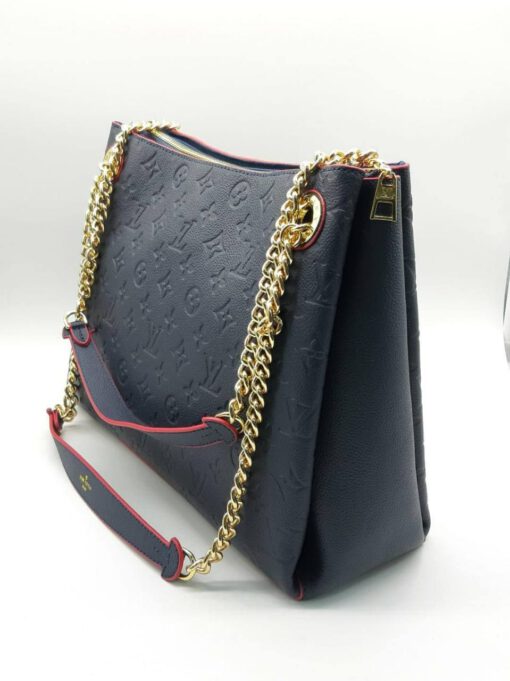 Женская кожаная сумка Louis Vuitton синяя 35/27 - фото 3