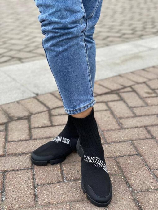 Кроссовки-носки Dior черные - фото 5