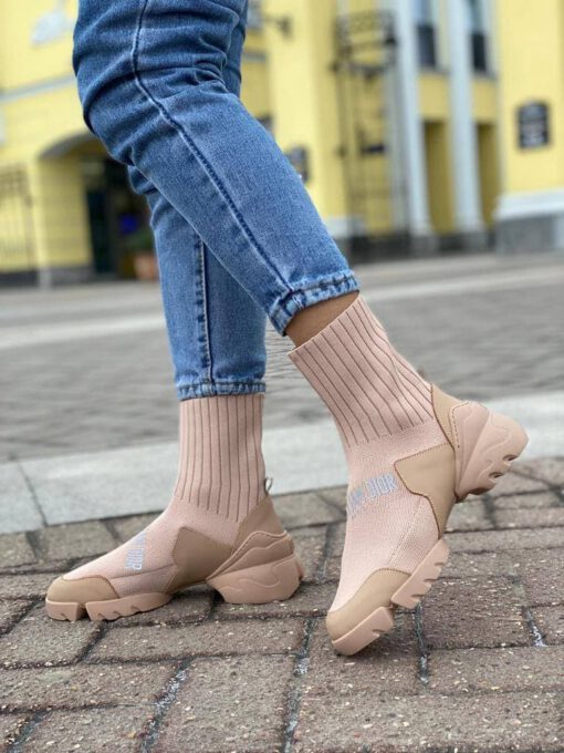 Кроссовки-носки Dior бежевые - фото 2