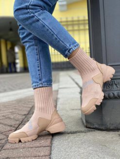 Кроссовки-носки Dior бежевые