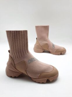 Кроссовки-носки Dior бежевые - фото 6