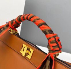 Женская кожаная сумка Fendi 64832 оранжевая 29/18 см