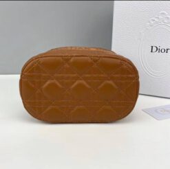 Женская кожаная сумка-косметичка Dior Travel коричневая 22/16