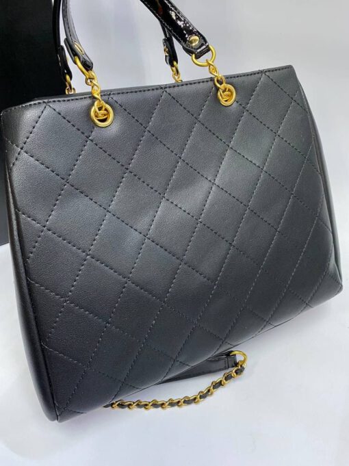 Женская кожаная сумка Chanel темно-серая 28/21/12 см - фото 2
