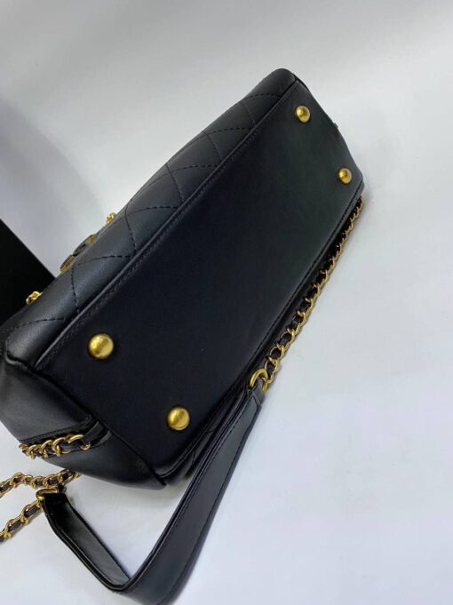 Женская кожаная сумка Chanel черная 28/21/12 см - фото 4