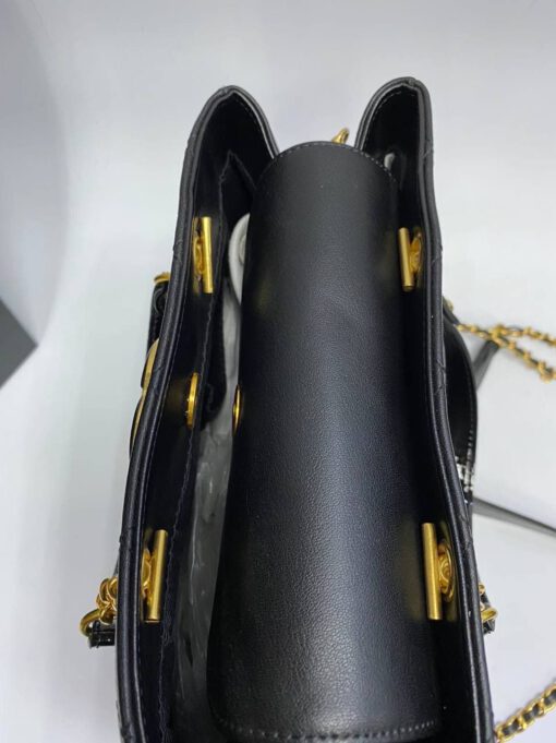 Женская кожаная сумка Chanel черная 28/21/12 см - фото 5