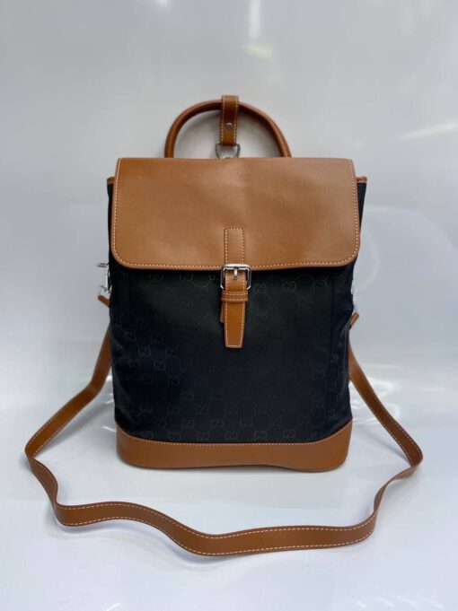 Женская сумка-рюкзак Gucci  черно-коричневая 38/30/17 - фото 3