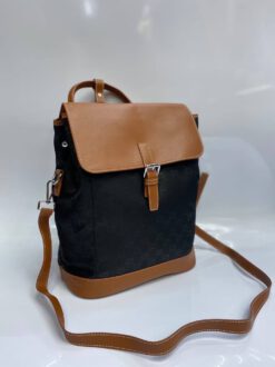 Женская сумка-рюкзак Gucci  черно-коричневая 38/30/17 - фото 5