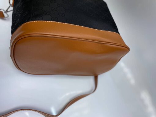 Женская сумка-рюкзак Gucci  черно-коричневая 38/30/17 - фото 7
