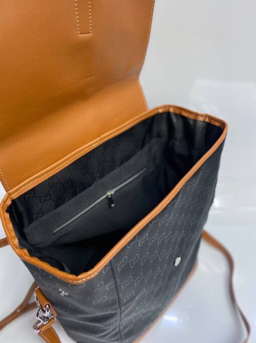 Женская сумка-рюкзак Gucci  черно-коричневая 38/30/17 - фото 2
